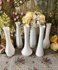 6 Milk Glass Vases For Flowers Vase