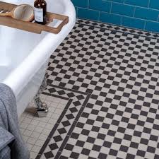 Usually, mosaic tiles are bright and colorful, so you can use your imagination and create a picture and make your bathroom look unique. Churchill Snow Midnight Border Tiles Walls And Floors