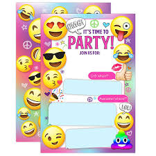 Emoji Party Invitations Girl Emoji Birthday Invitations Emoji Invites Emojional20 Fill In Style With Envelopes
