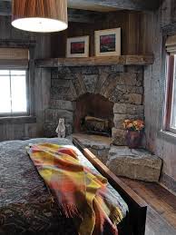 corner fireplace ideas rustic cabin