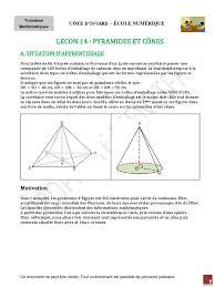 3e - Maths - L14 - Pyramide - Cone Synthese | PDF | Triangle | Zone
