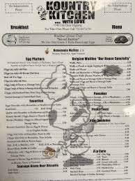 menu of kountry kitchen with love in