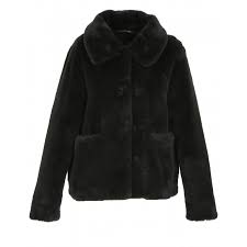 Ref 64293 Dark Grey Fake Fur Short Coat