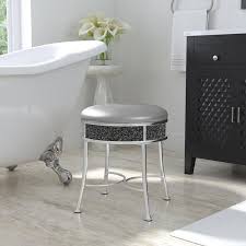 backless vanity stool in chrome