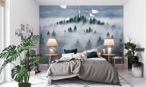 Blue Forest In The Fog Wall Mural