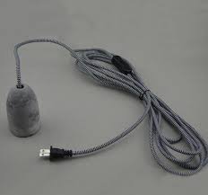 Fabric Plug Concrete Light Socket With Cord For Usa