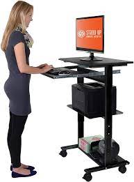 By seville classics (5) $ 549 99. Buy Stand Up Desk Store Mobile Rolling Adjustable Height Standing Workstation With Printer Shelf And Slideout Keyboard Tray Black Frame Black Top 30 Wide Online In Turkey B019eme04g