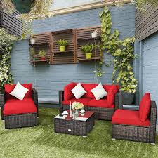 6 pieces patio rattan furniture set