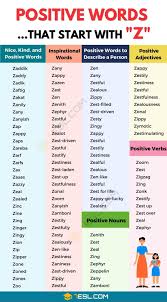 positive words that start with z