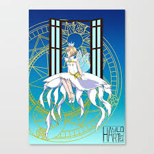 It has two pairs of thin wings and a longtuft of hair sprouting from its little round head. Card Captor Sakura Clear Card Canvas Print By Haylo Art Society6