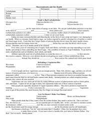 nutrition worksheet