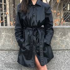 Leather Trench Coat Vintage Black Coat