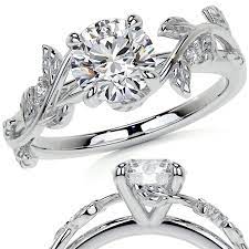 round vine inspired cathedral moissanite enement ring