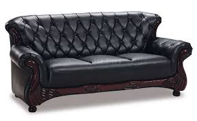 Black Leather Classic Living Room Sofa