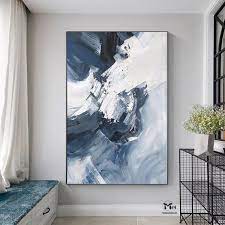 Large Navy Blue Abstract Painting 3d