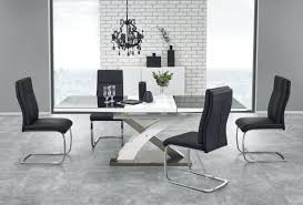 The convenient extendable table features a metal base and unique white glass top. Buy Harmony High Gloss White Black Glass Extendable Dining Table 160 220cm