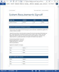 system requirements signoff template