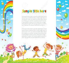 Kids Party Card Invitation Happy Children Jumping Together A
