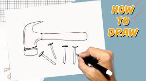 how to draw nail and hammer you