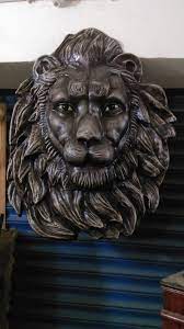 Frp Multicolor Lion Face Sculpture Wall