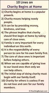 10 lines on charity begins at home for