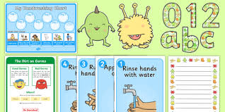 Germs Display Pack Hygiene Health Poster Lettering