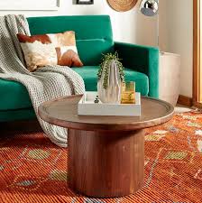 This solid teak wood grey wash coffee table has a rustic appearance that will give any room a stylish upgrade. Safavieh Devin Solid Round Pedestal Coffee Table Walmart Com Walmart Com