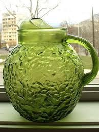 Vintage Collectible Green Glass Pitcher