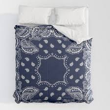 bandana navy blue boho comforter by