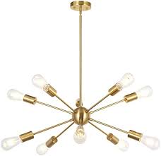 Bonlicht Sputnik Chandelier 10 Light Brushed Brass Modern Pendant Lighting Gold Industrial Vintage Ceiling Light Fixture Ul Listed Amazon Com