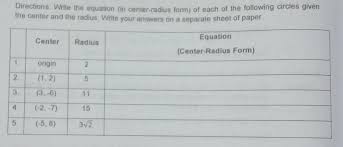 Center Radius Form