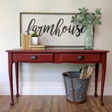 sofa table in tuscan red milk paint