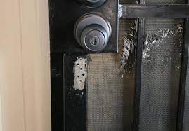 holes in wrought iron screen door frame