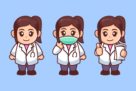 young female doctor cartoon character