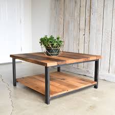 Square Wood And Metal Coffee Table