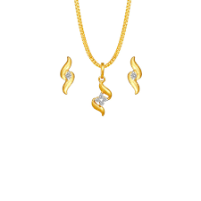 tanishq yellow gold pendant set