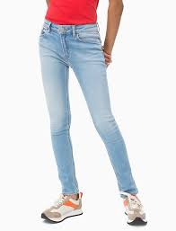 Girls Skinny Fit High Rise Light Blue Jeans Calvin Klein