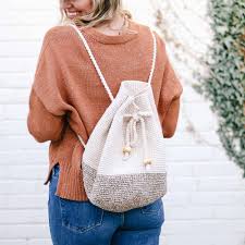 minimalist crochet drawstring backpack