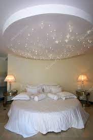 stars sky over double bed stock photo