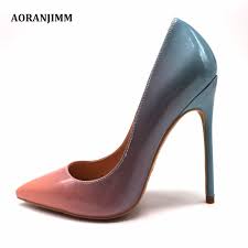 Us 60 0 Free Shipping Real Pic Aoranjimm Pointed Toe Elegant Light Blue To Pink Pointed Toe Hot Sale Woman Lady 120mm High Heel Shoes In Womens