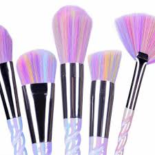 unicorn makeup brush set with rainbow