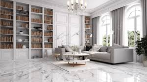 white marble tiled flooring in a living