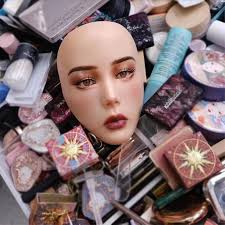 fake head face skin makeup practice
