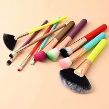 golden multicolor makeup brush set