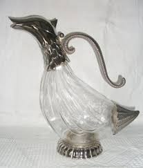 Silea Glass Silverplate Duck Decanter
