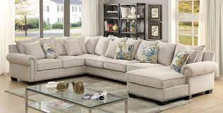 Pc Skyler Ivory Fabric Sectional Sofa