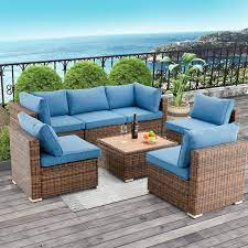 7 Piece Wicker Patio Furniture Set