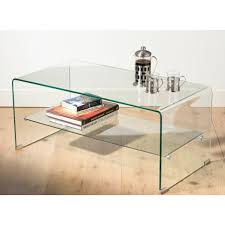 2 Tier Clear Bent Glass Coffee Table