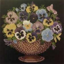 Details About Elizabeth Bradley Needlepoint Chart And Yarn Color Card Flower Pots Pansy Bowl