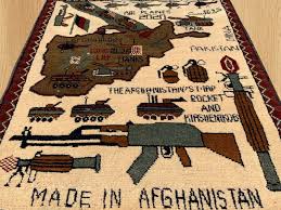hand knotted afghan war tank ak 47